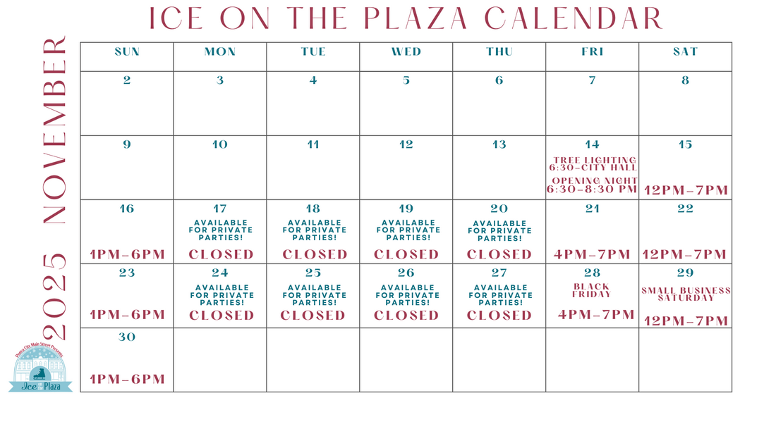 November 2025 Ice on the Plaza event calendar